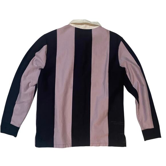 Levi's Peak Freaks Striped Rugby Polo Shirt Men's Small Quarter Zip Purple Black - Picture 2 of 6